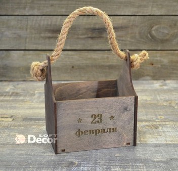 Ящик деревянный с ручкой 23 февраля 16x13 см