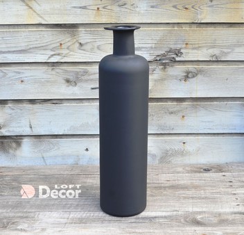 Ваза стеклянная бутыль H51xD13см черная 