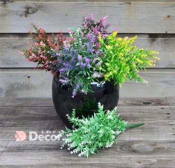Искусственный куст Вереск 7 веток, цветной 32 см