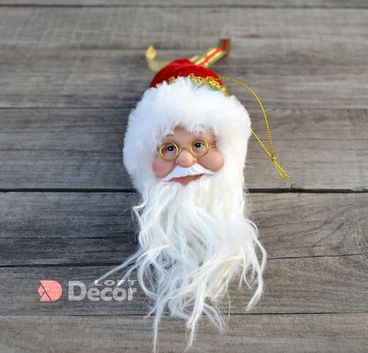 Новогоднее украшение голова Деда Мороза h16см