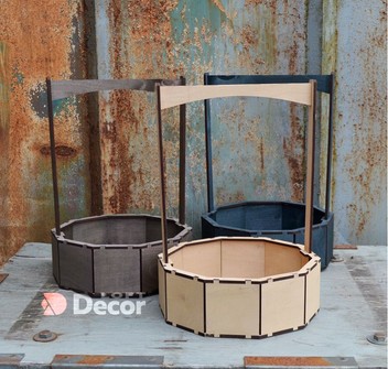 Ящик-корзинка деревянный с ручкой D30xH42-10см