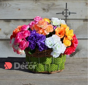 Искусственный букет Роза 5 соцветий, 21 см.