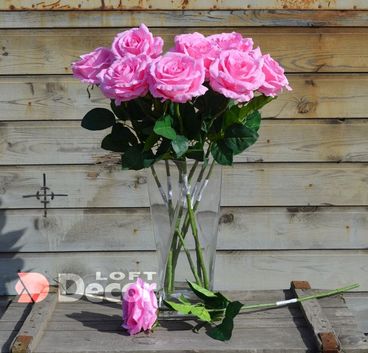 Искусственная Роза розовая, длина 65 см